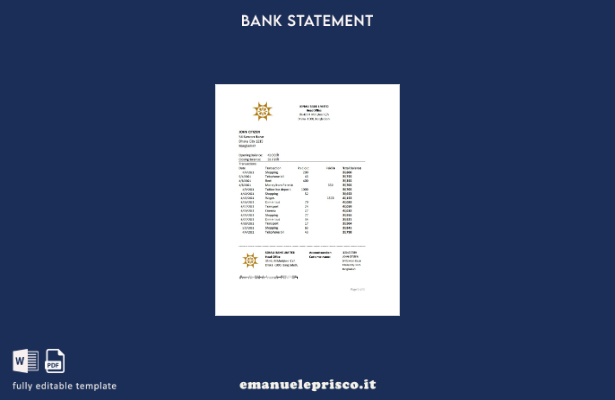 modello Excel di estratto conto bancario Bangladesh Sonali in stile verificato